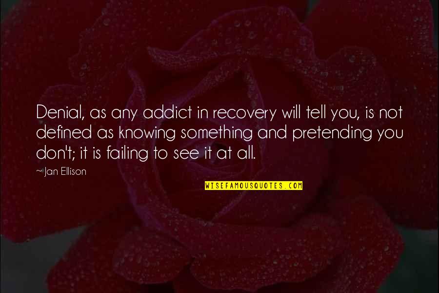 Not Knowing You Quotes By Jan Ellison: Denial, as any addict in recovery will tell