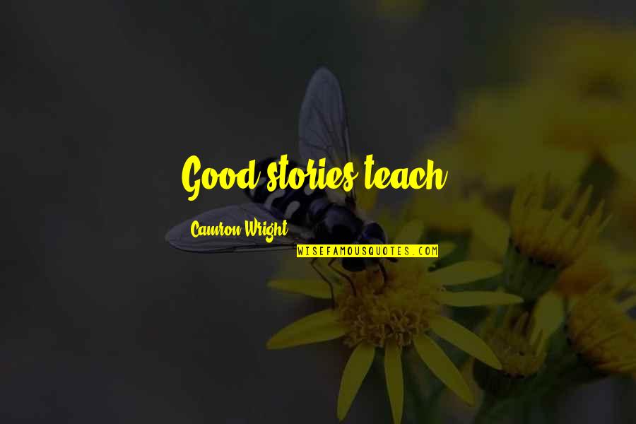 Not Liking Him Quotes By Camron Wright: Good stories teach!