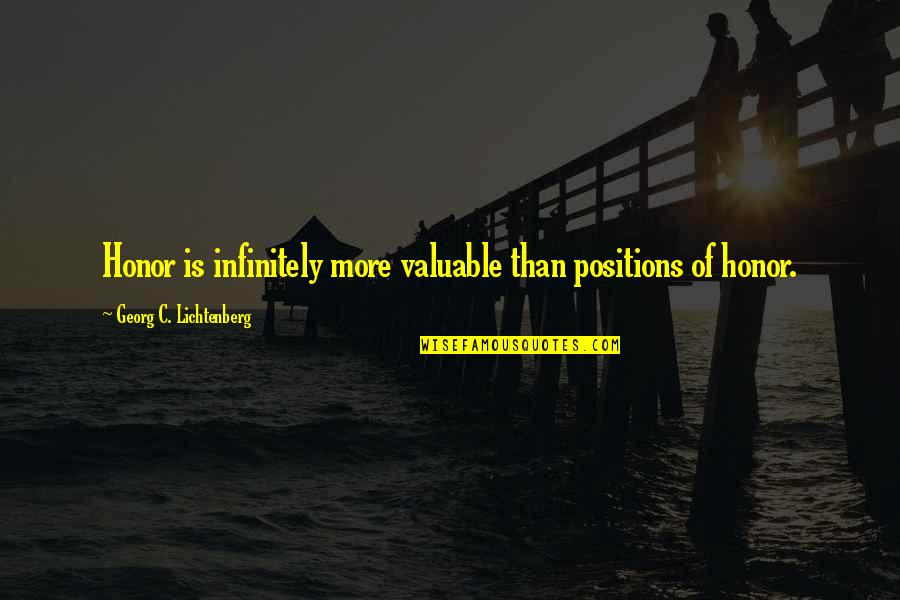 Not Liking Myself Quotes By Georg C. Lichtenberg: Honor is infinitely more valuable than positions of