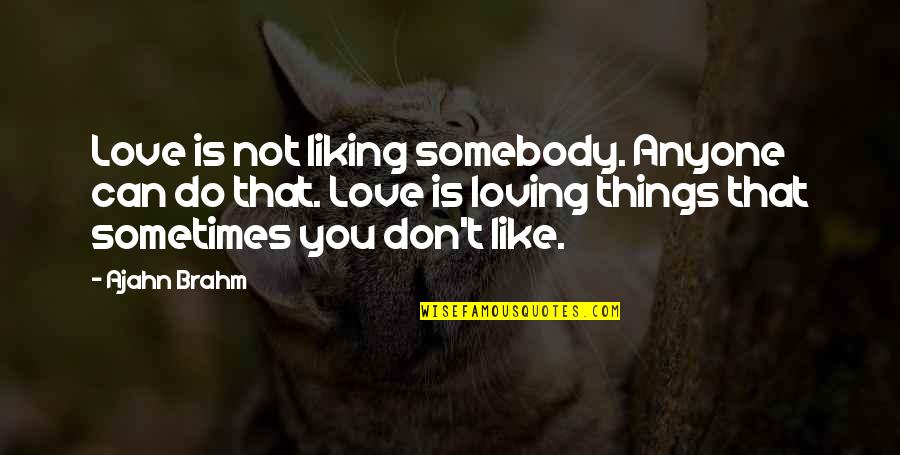 Not Liking You Quotes By Ajahn Brahm: Love is not liking somebody. Anyone can do
