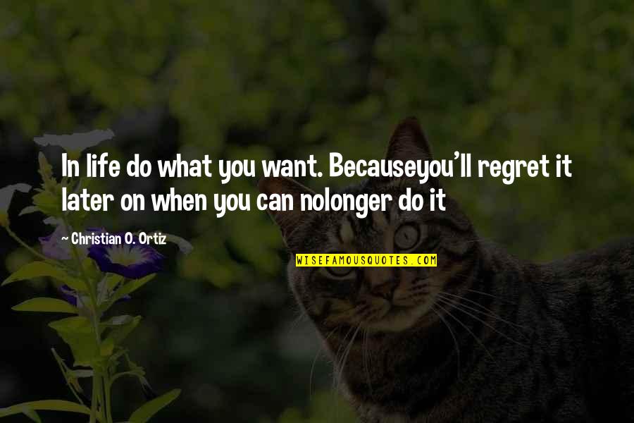 Not Living With Regret Quotes By Christian O. Ortiz: In life do what you want. Becauseyou'll regret
