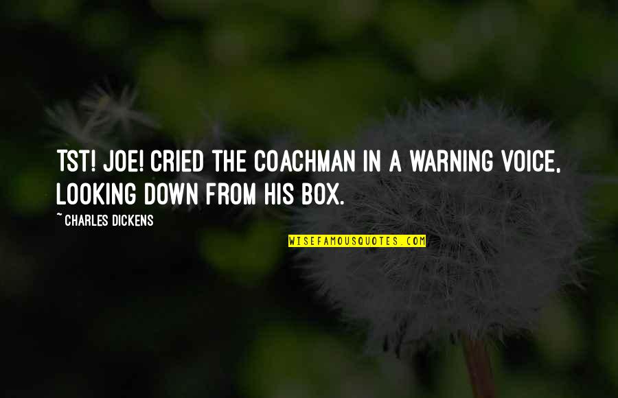 Not Looking Down Quotes By Charles Dickens: Tst! Joe! cried the coachman in a warning