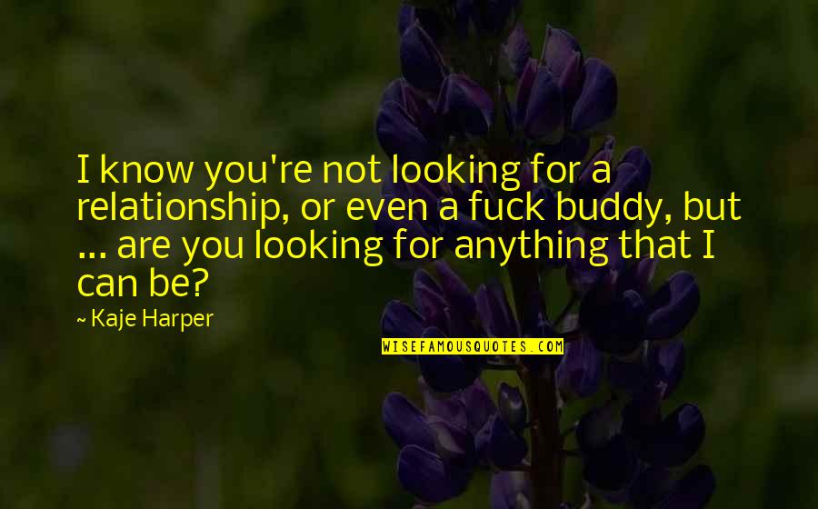 Not Looking For Love Quotes By Kaje Harper: I know you're not looking for a relationship,