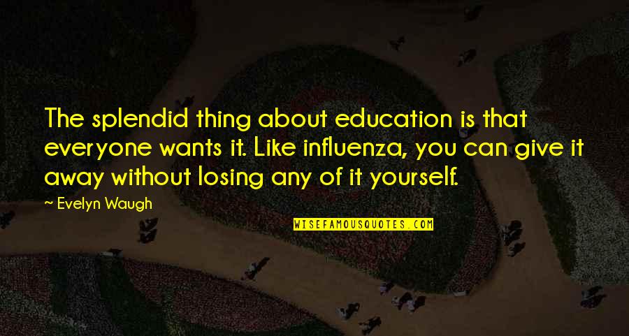 Not Losing Yourself Quotes By Evelyn Waugh: The splendid thing about education is that everyone