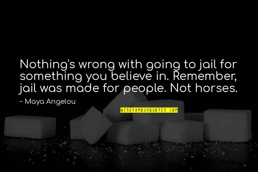 Not Made For You Quotes By Maya Angelou: Nothing's wrong with going to jail for something