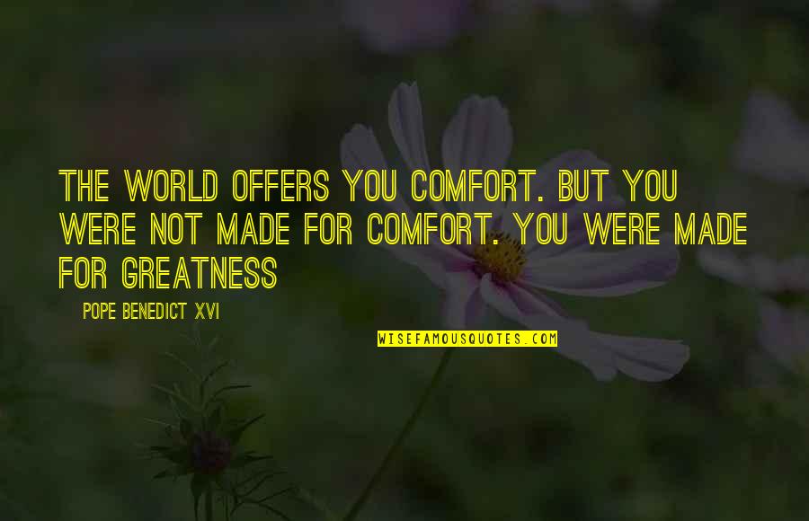 Not Made For You Quotes By Pope Benedict XVI: The world offers you comfort. But you were