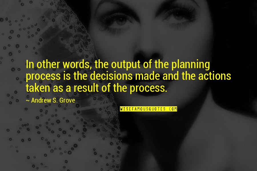 Not Meant For Eachother Quotes By Andrew S. Grove: In other words, the output of the planning
