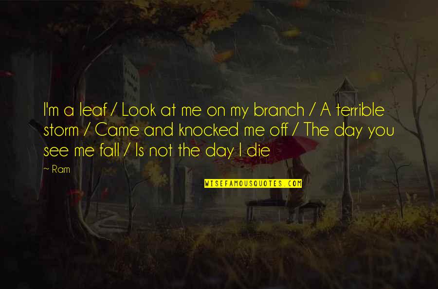 Not My Day Quotes By Ram: I'm a leaf / Look at me on