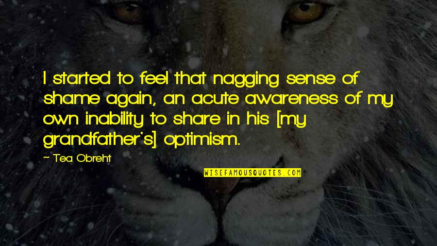 Not Nagging Quotes By Tea Obreht: I started to feel that nagging sense of