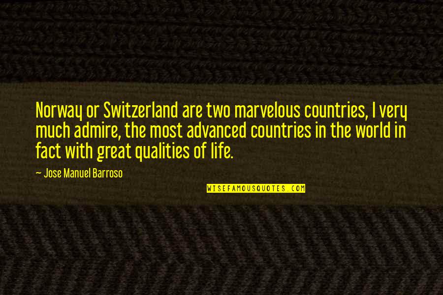 Not Norway Quotes By Jose Manuel Barroso: Norway or Switzerland are two marvelous countries, I Not Norway Quotes By Jose Manuel Barroso: Norway or Switzerland are two marvelous countries, I
