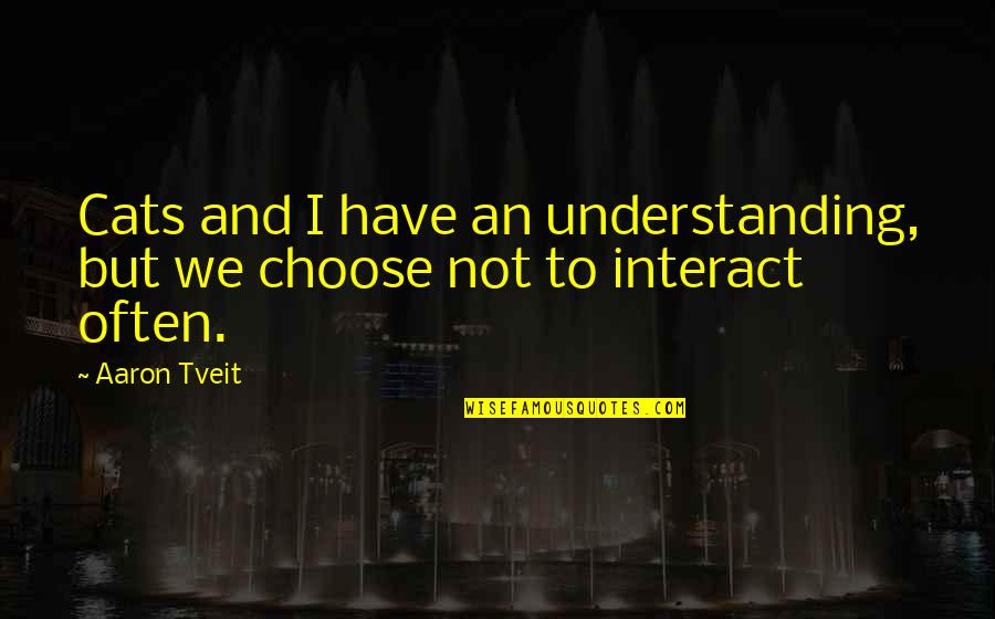 Not Often Quotes By Aaron Tveit: Cats and I have an understanding, but we
