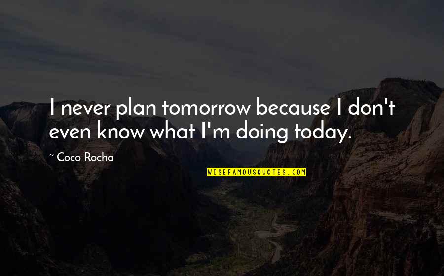 Not Only Plan Quotes By Coco Rocha: I never plan tomorrow because I don't even