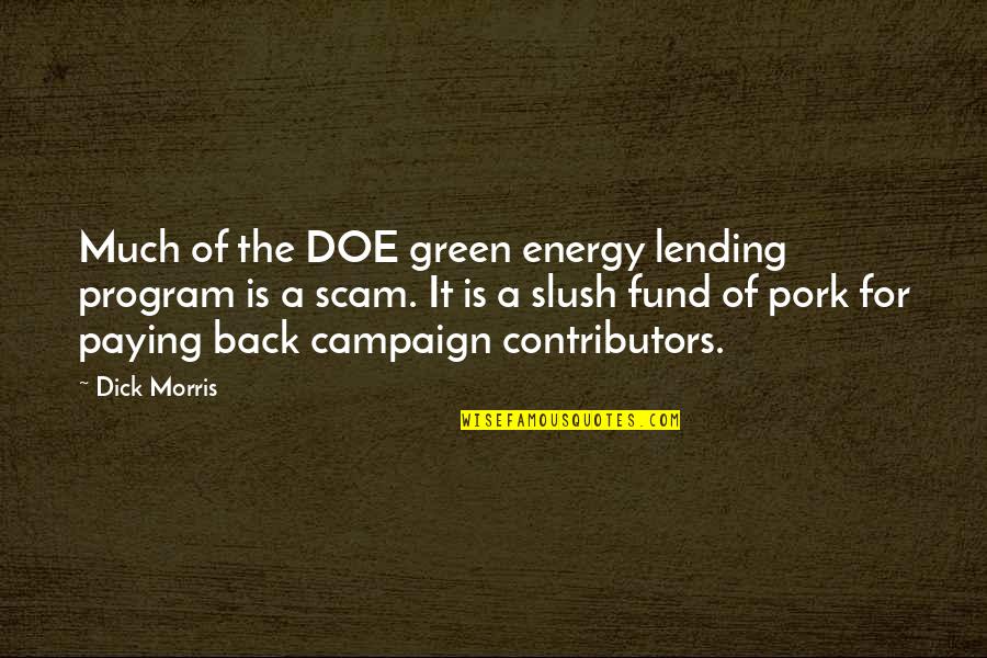 Not Paying Back Quotes By Dick Morris: Much of the DOE green energy lending program