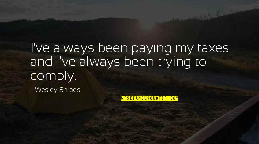 Not Paying Taxes Quotes By Wesley Snipes: I've always been paying my taxes and I've