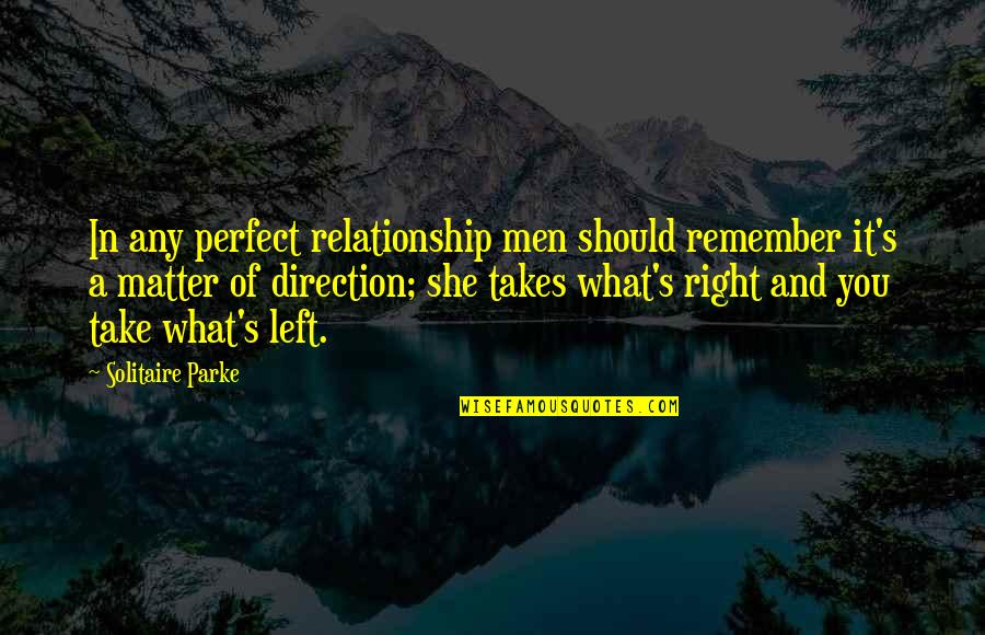 Not Perfect Relationships Quotes By Solitaire Parke: In any perfect relationship men should remember it's