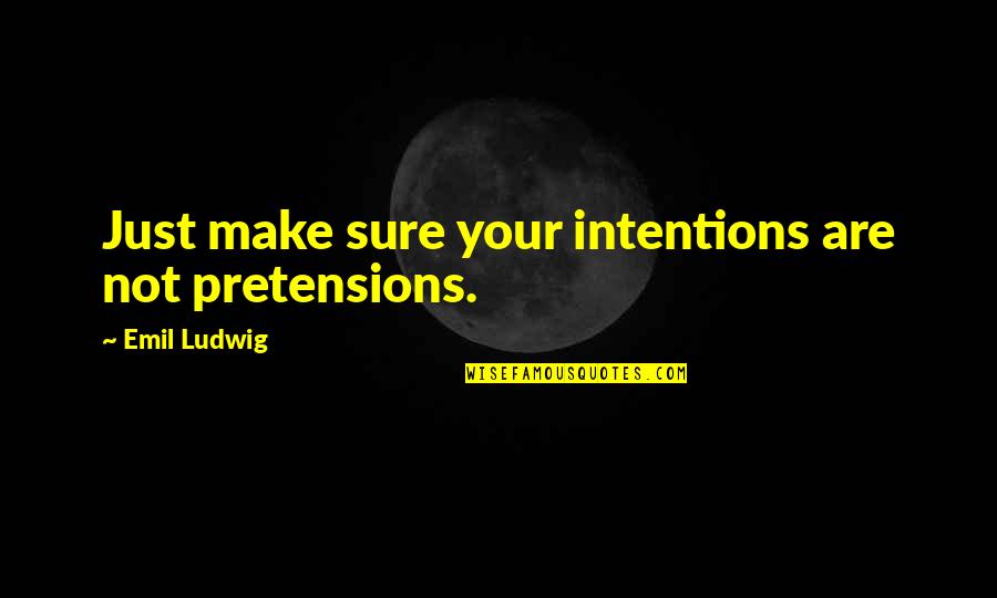 Not Planning Quotes By Emil Ludwig: Just make sure your intentions are not pretensions.