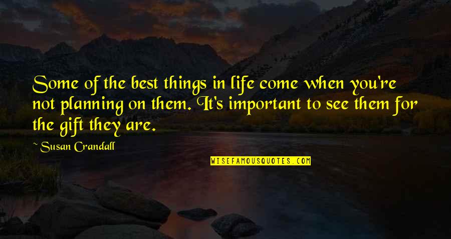 Not Planning Quotes By Susan Crandall: Some of the best things in life come
