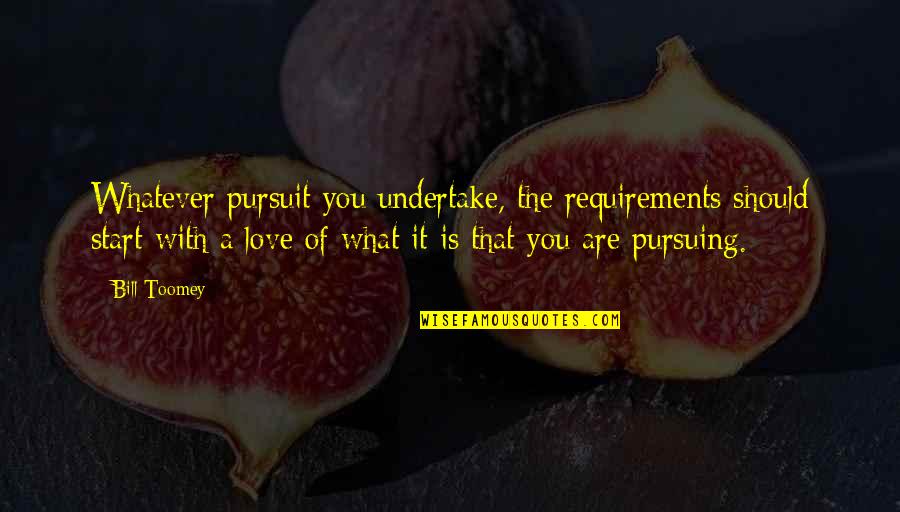 Not Pursuing Love Quotes By Bill Toomey: Whatever pursuit you undertake, the requirements should start Not Pursuing Love Quotes By Bill Toomey: Whatever pursuit you undertake, the requirements should start