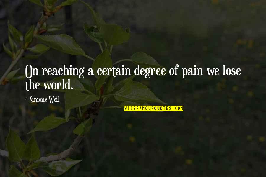 Not Reaching Out Quotes By Simone Weil: On reaching a certain degree of pain we