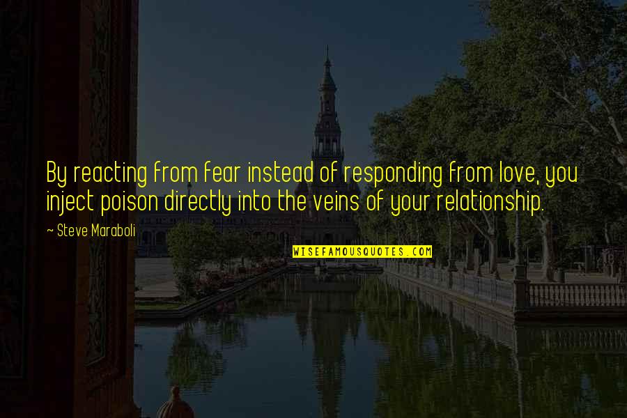 Not Reacting Quotes By Steve Maraboli: By reacting from fear instead of responding from