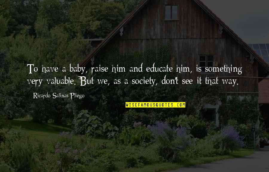 Not Really Liking Someone Quotes By Ricardo Salinas Pliego: To have a baby, raise him and educate