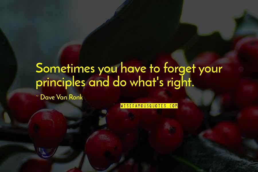 Not Regretting Someone Quotes By Dave Van Ronk: Sometimes you have to forget your principles and