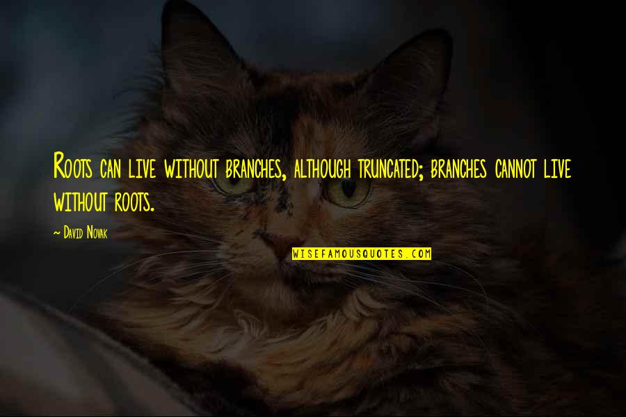 Not Saying I Love You Back Quotes By David Novak: Roots can live without branches, although truncated; branches