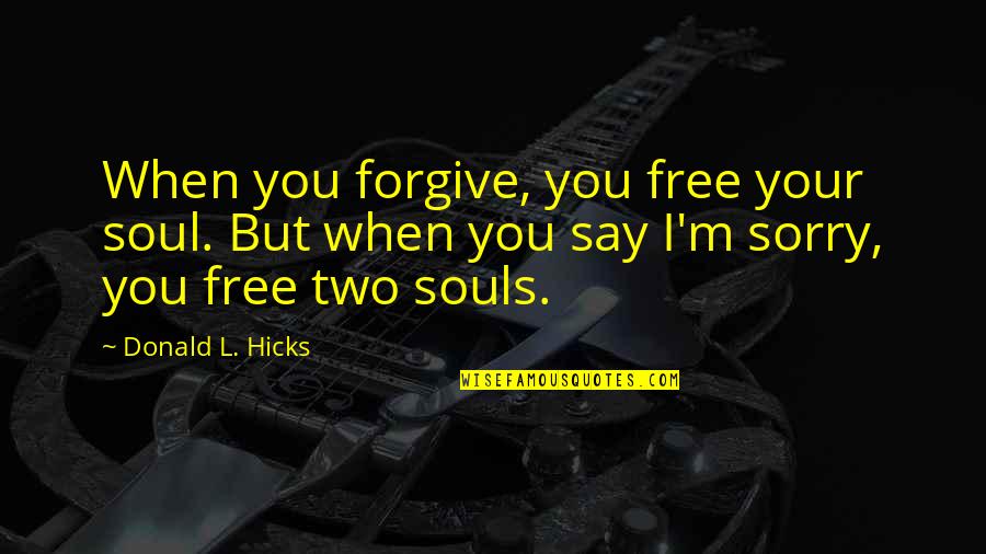 Not Saying Sorry Quotes By Donald L. Hicks: When you forgive, you free your soul. But