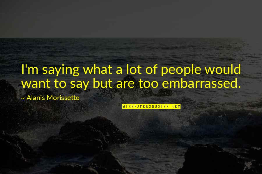 Not Saying What You Want To Say Quotes By Alanis Morissette: I'm saying what a lot of people would
