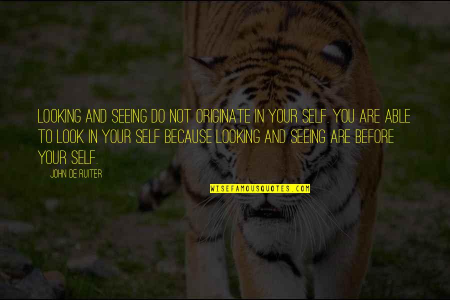 Not Seeing You Quotes By John De Ruiter: Looking and seeing do not originate in your