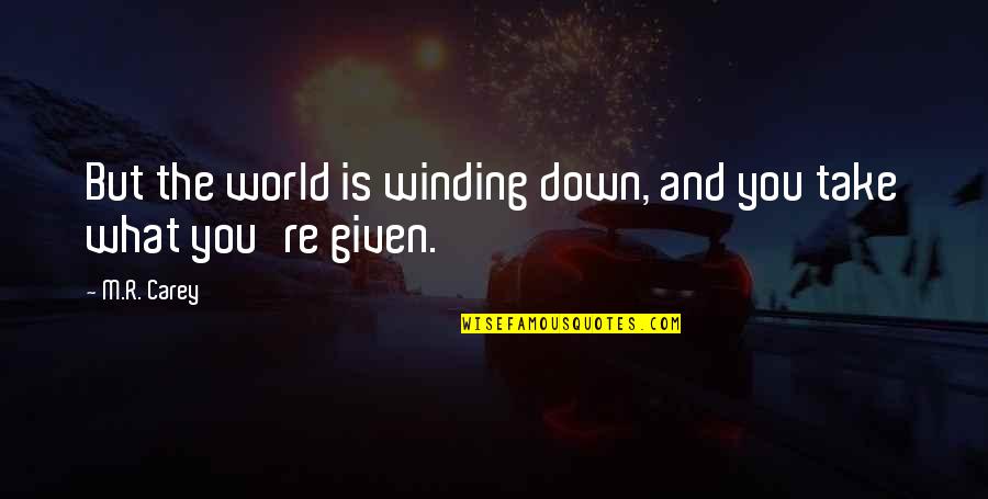 Not Settling In Life Quotes By M.R. Carey: But the world is winding down, and you