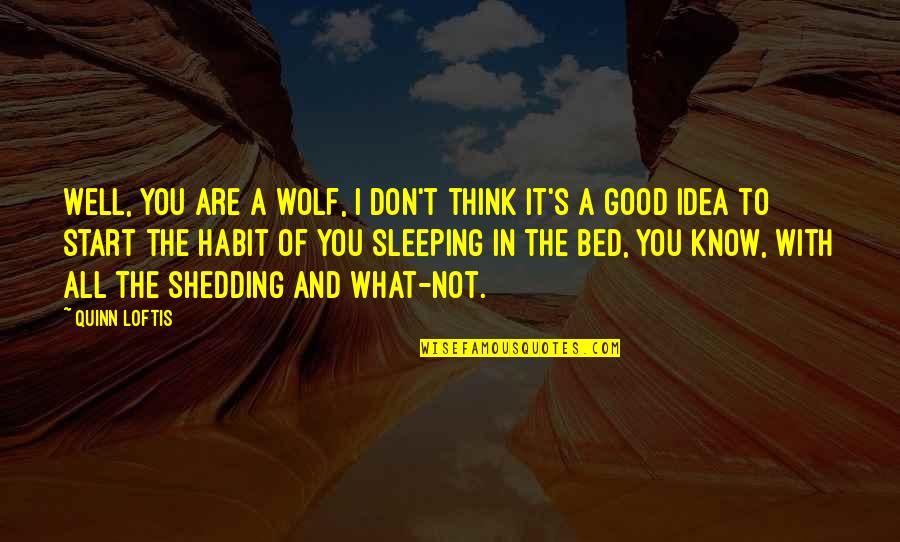 Not Sleeping In Quotes By Quinn Loftis: Well, you are a wolf, I don't think