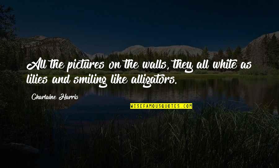 Not Smiling In Pictures Quotes By Charlaine Harris: All the pictures on the walls, they all