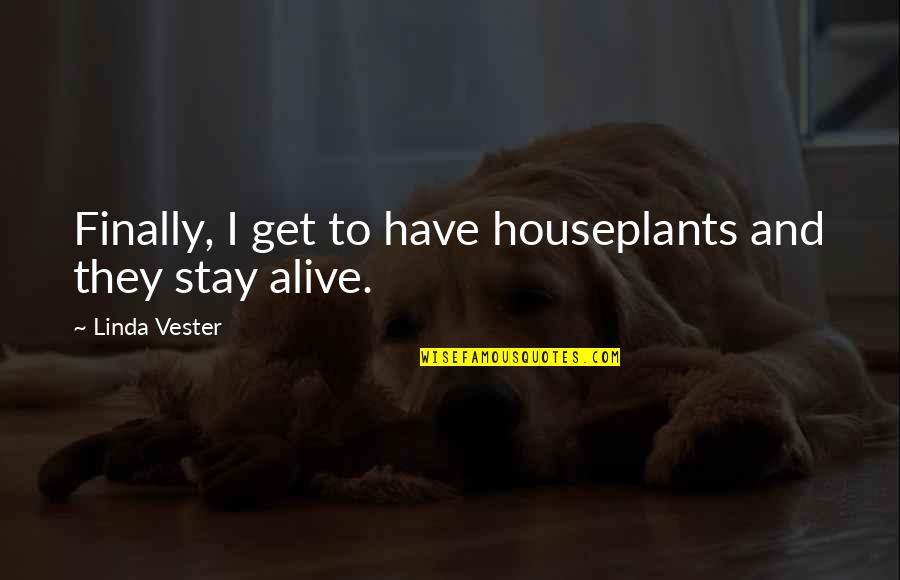 Not Stay Alive Quotes By Linda Vester: Finally, I get to have houseplants and they