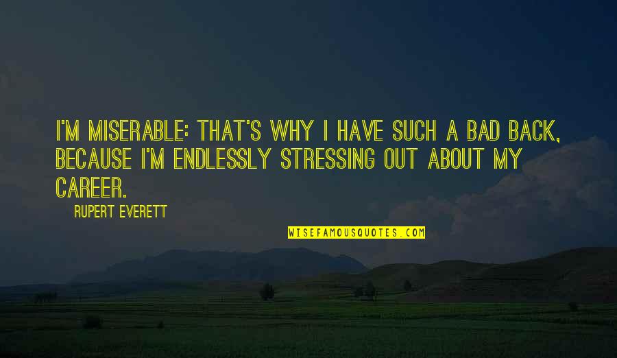 Not Stressing You Quotes By Rupert Everett: I'm miserable: that's why I have such a