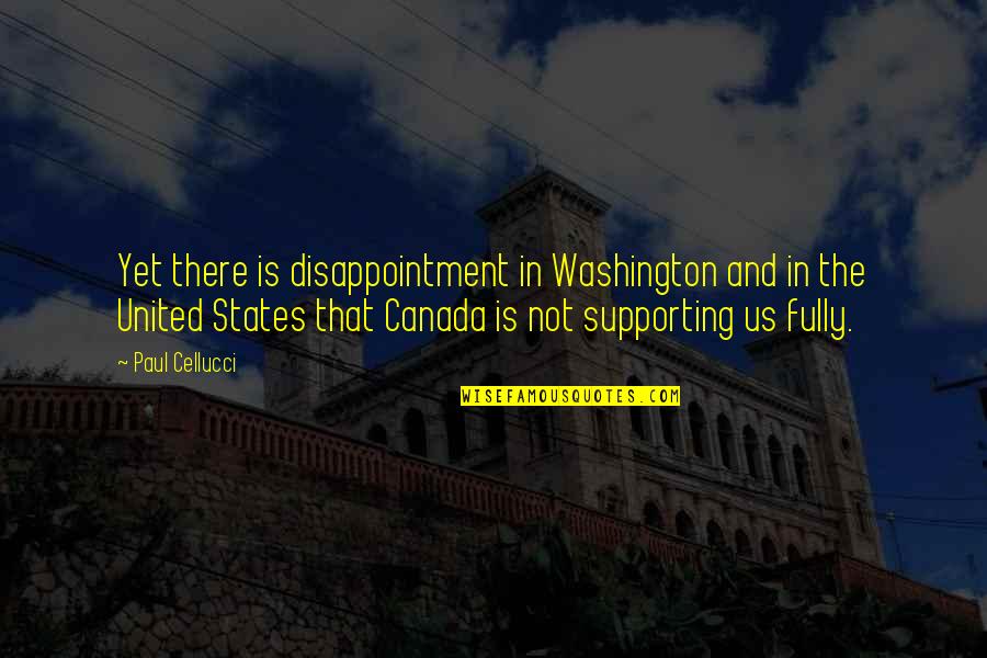 Not Supporting Each Other Quotes By Paul Cellucci: Yet there is disappointment in Washington and in