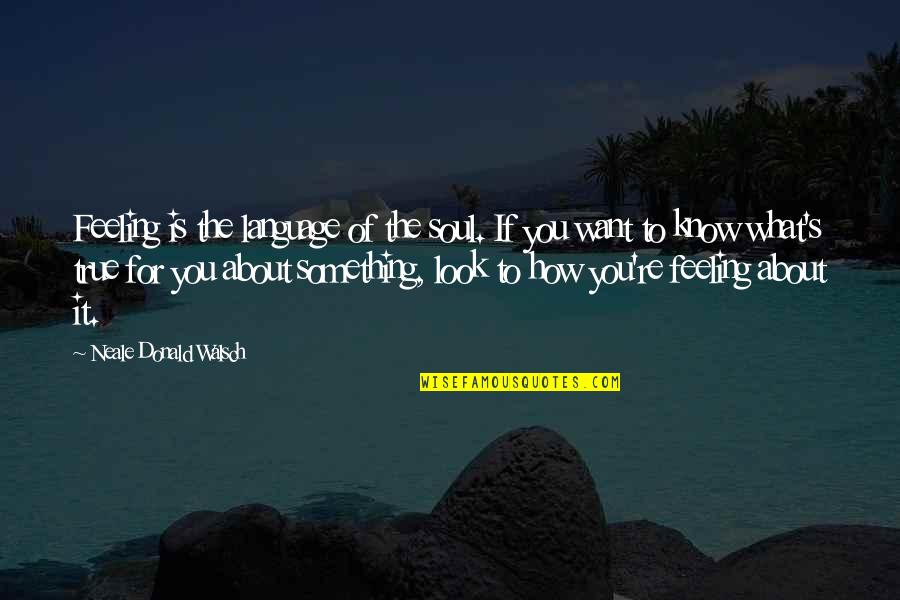 Not Sure About My Feelings Quotes By Neale Donald Walsch: Feeling is the language of the soul. If