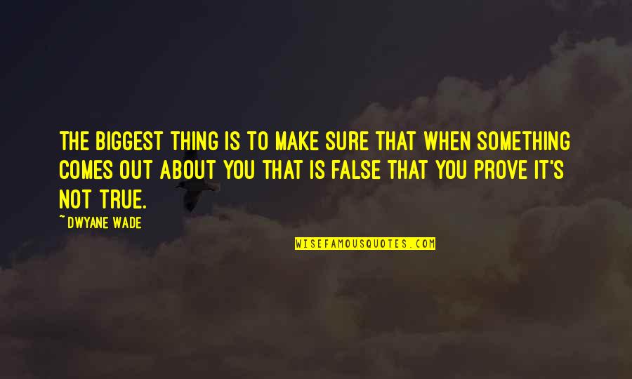 Not Sure About Something Quotes By Dwyane Wade: The biggest thing is to make sure that