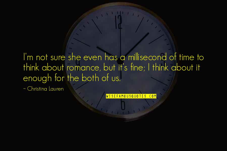 Not Sure About Us Quotes By Christina Lauren: I'm not sure she even has a millisecond