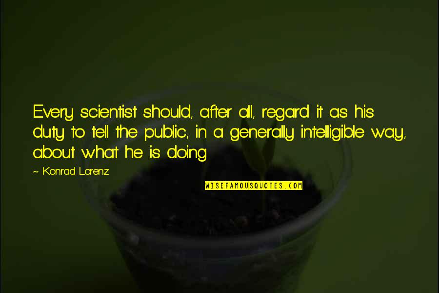 Not Sure What I Should Be Doing Quotes By Konrad Lorenz: Every scientist should, after all, regard it as