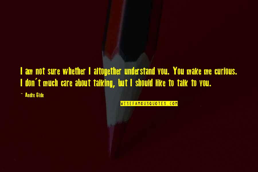 Not Talking Much Quotes By Andre Gide: I am not sure whether I altogether understand