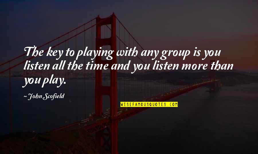Not Telling Your Parents Your Business Quotes By John Scofield: The key to playing with any group is Not Telling Your Parents Your Business Quotes By John Scofield: The key to playing with any group is