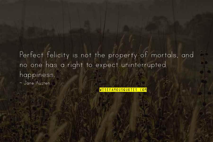Not The Right One Quotes By Jane Austen: Perfect felicity is not the property of mortals,