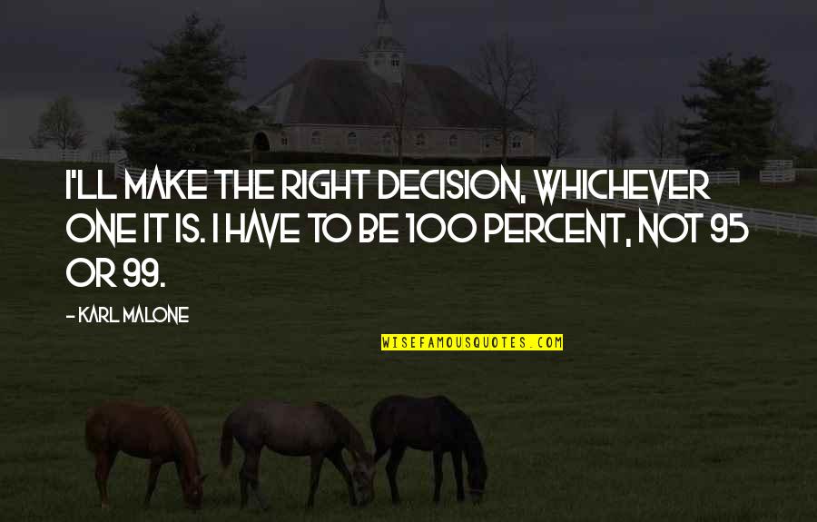 Not The Right One Quotes By Karl Malone: I'll make the right decision, whichever one it