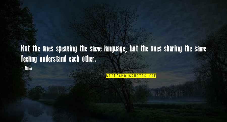 Not The Same Feeling Quotes By Rumi: Not the ones speaking the same language, but