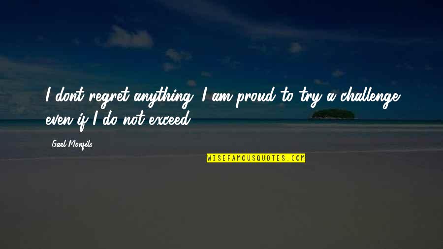 Not To Exceed Quotes By Gael Monfils: I dont regret anything. I am proud to