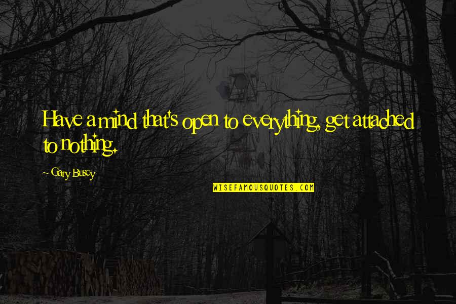 Not To Get Attached Quotes By Gary Busey: Have a mind that's open to everything, get