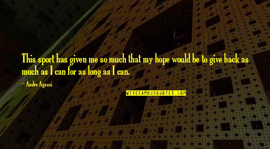 Not To Give Up Hope Quotes By Andre Agassi: This sport has given me so much that