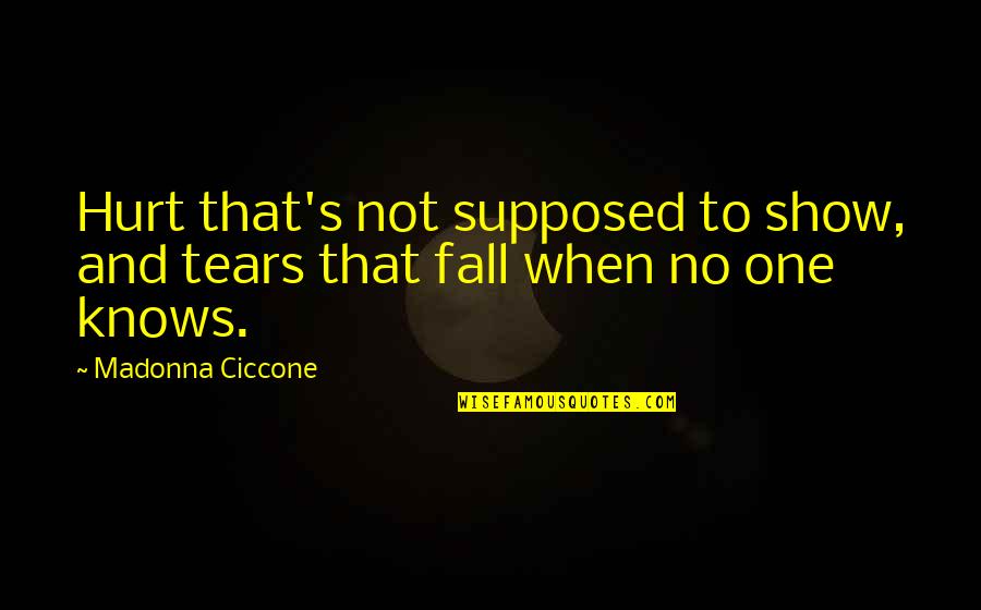 Not To Hurt Quotes By Madonna Ciccone: Hurt that's not supposed to show, and tears