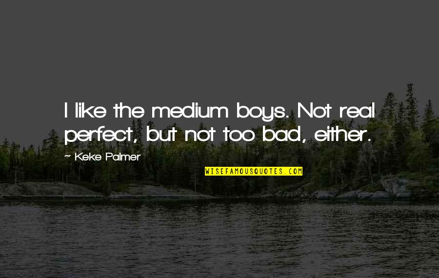 Not Too Bad Quotes By Keke Palmer: I like the medium boys. Not real perfect,
